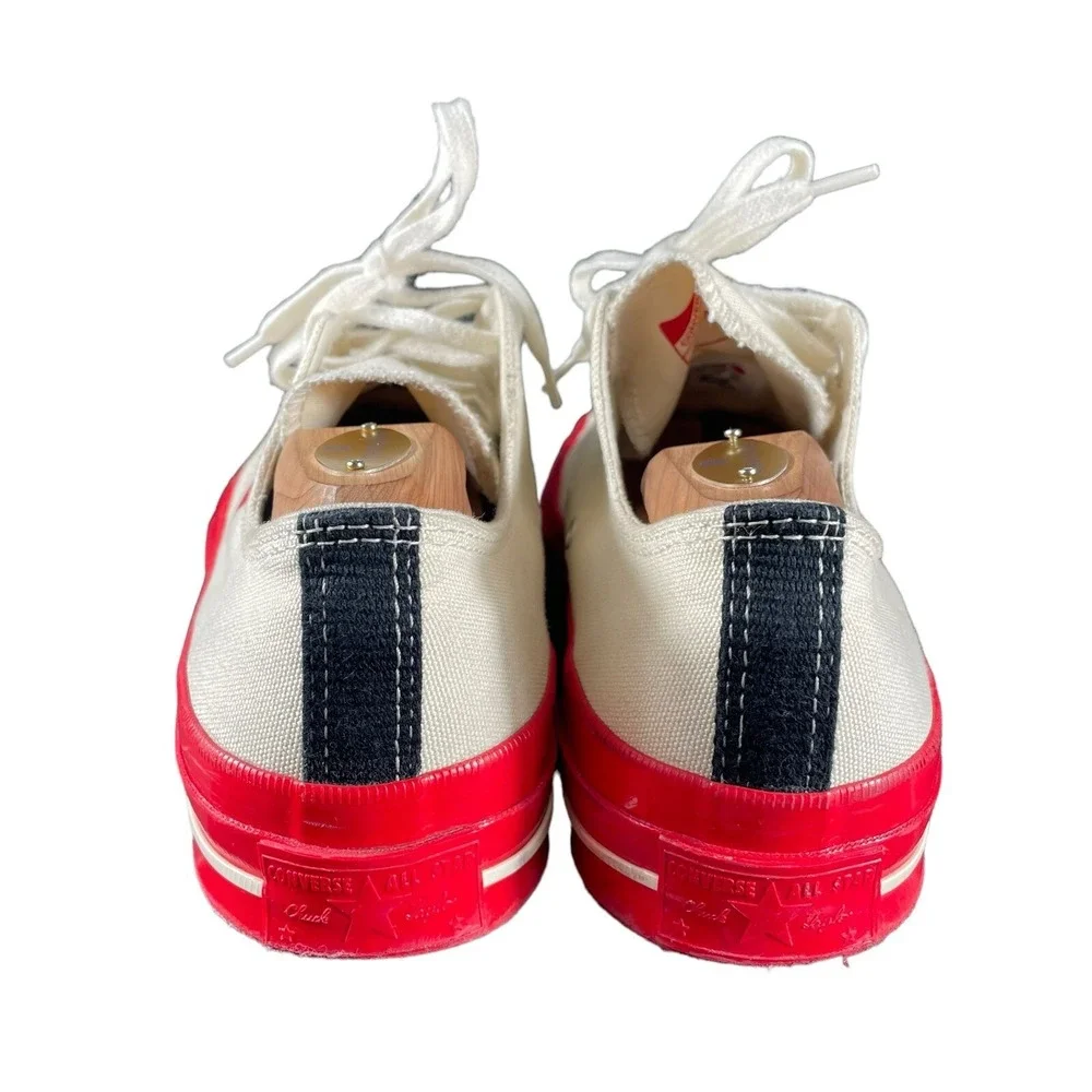 Converse X COMME des GARCONS PLAY CDG Chuck Taylor Low Egret Red Mens Sz US 10